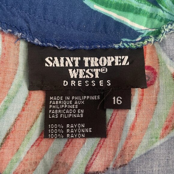 Vintage 80s Saint Tropez West Mini Shift Dress Size 16 Tropical Fish Sea Life - Picture 9 of 9